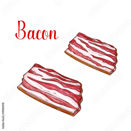 Vector sketch bacon fresh butchery meat icon