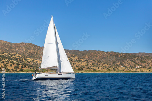 Sailing yacht boat in the Sea.