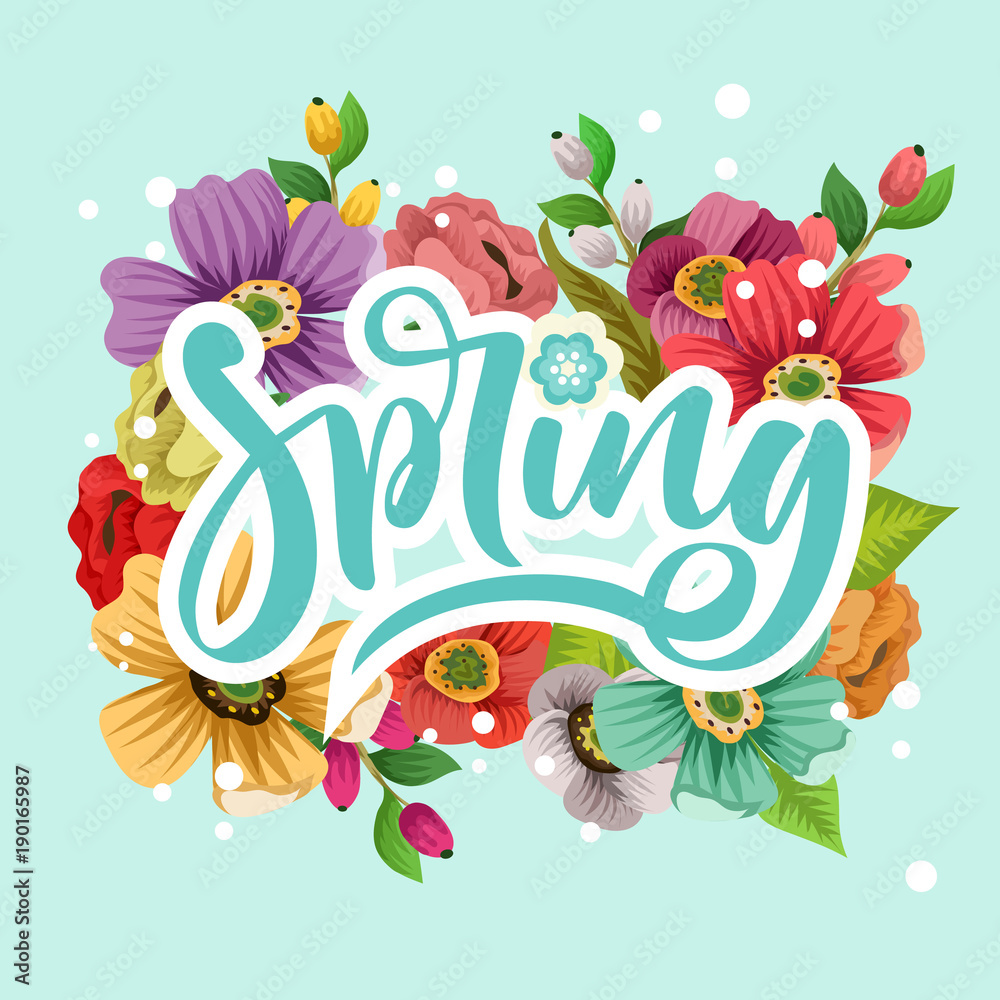 spring text with blossom background