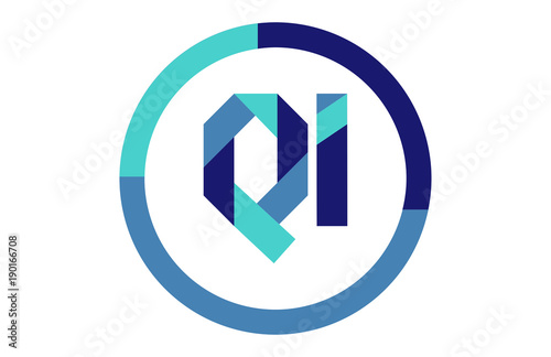 QI Global Circle Ribbon letter Logo 