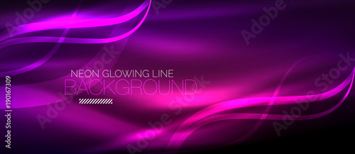 Neon purple elegant smooth wave lines digital abstract background