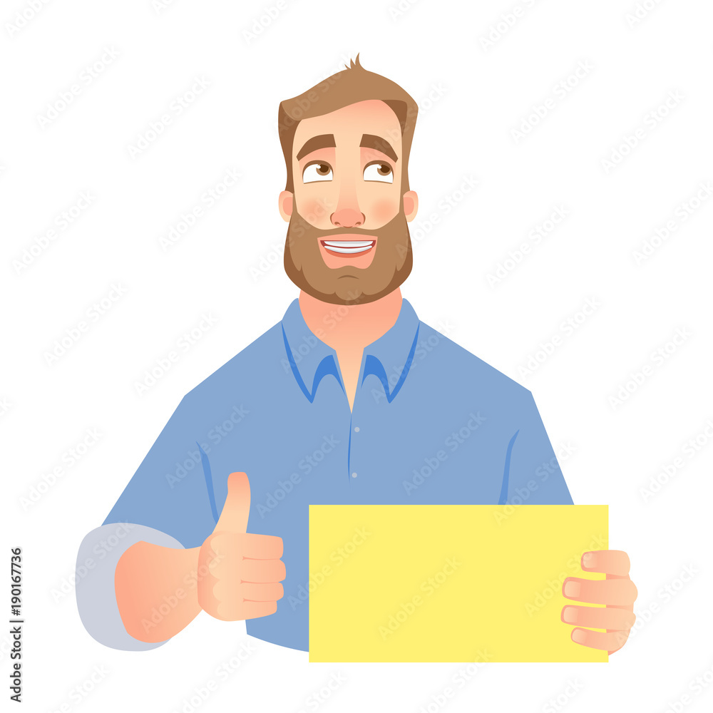 man holding blank sign - set man holding blank sign - set