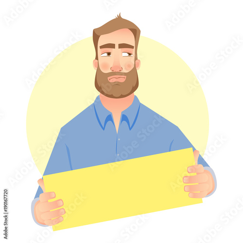 man holding blank paper