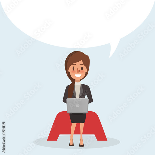 business woman character in call center. communication background.