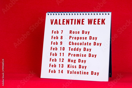valentine week personal planner, red background