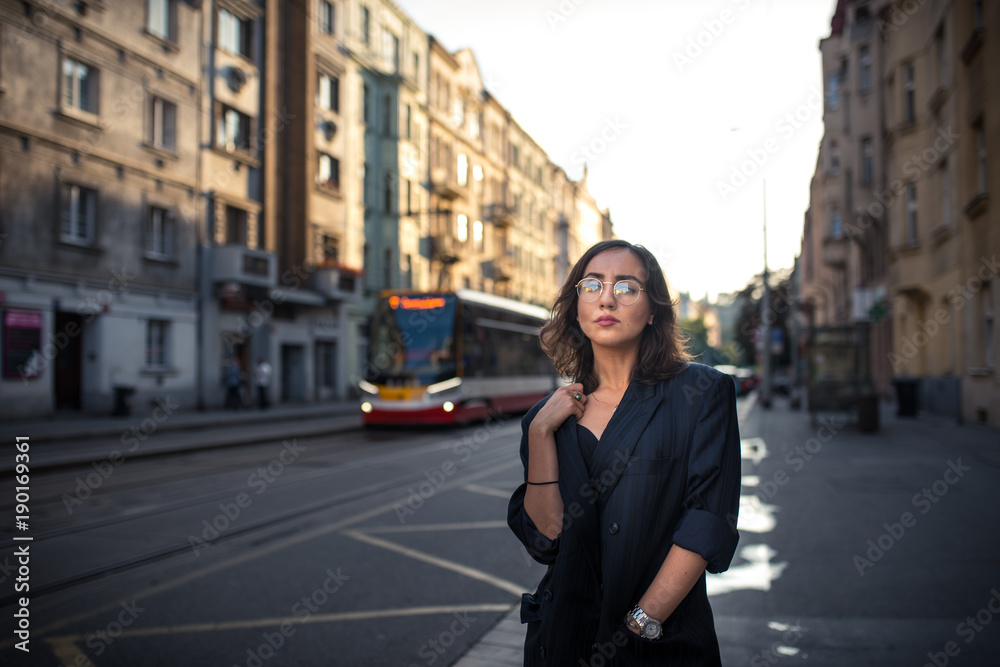 Woman walking on the streets of Prague full of multiculturalism Woman walking on the streets of Prague full of multiculturalism