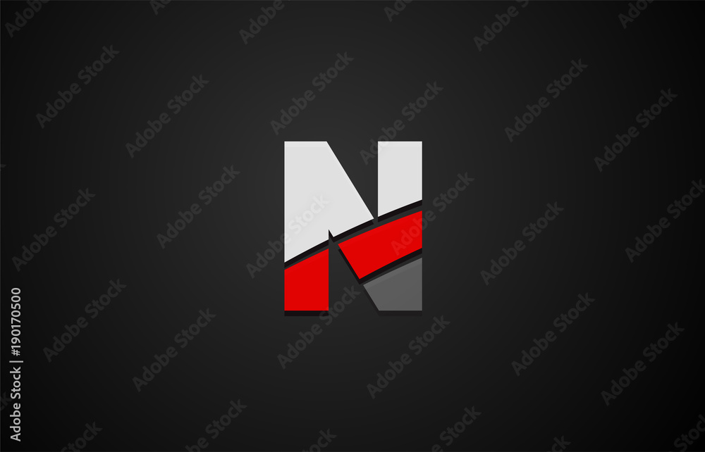 Design of alphabet letter logo with red white and black color Design of alphabet letter logo with red white and black color