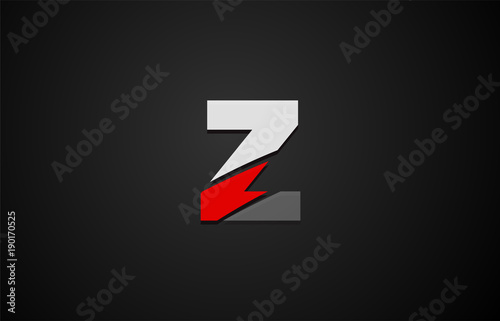 Design of alphabet letter logo with red white and black color