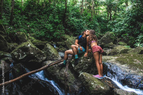 Couple Kissing in the Rainforest