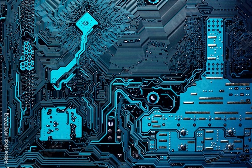 Принти на полотні blue circuit board background of computer motherboard