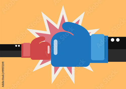Smaller boxing glove versus a huge one
