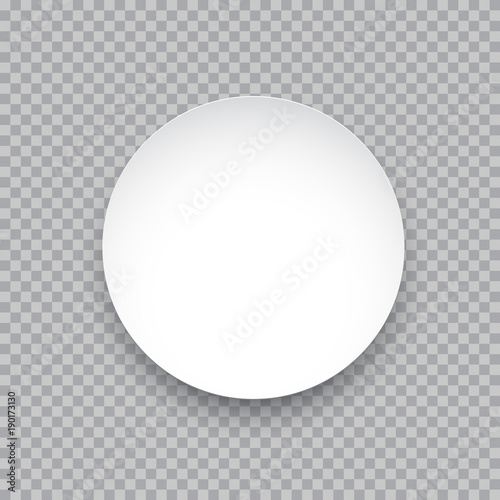 Vector white round sticker isolated on transparent background.