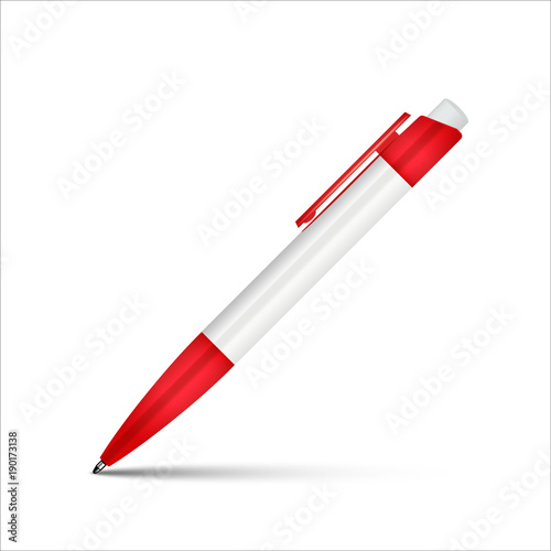 Vector realistic ballpoint pen isolated on white background.