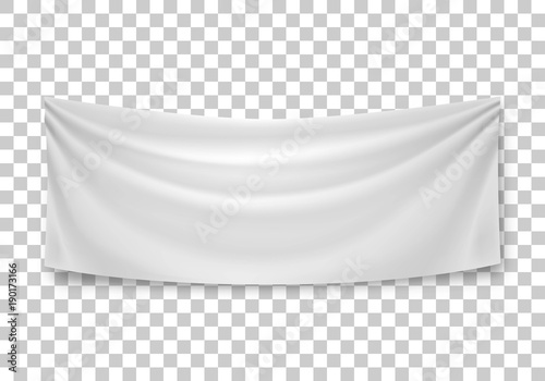 Blank horizontal banner, streamer, mockup, isolated on transparent background. Outdoors information ridgepole for inscriptions, slogans, mottos and so on. Vector illustration of canvas