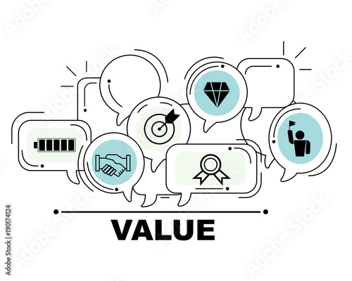 Value icons set for business illustration design