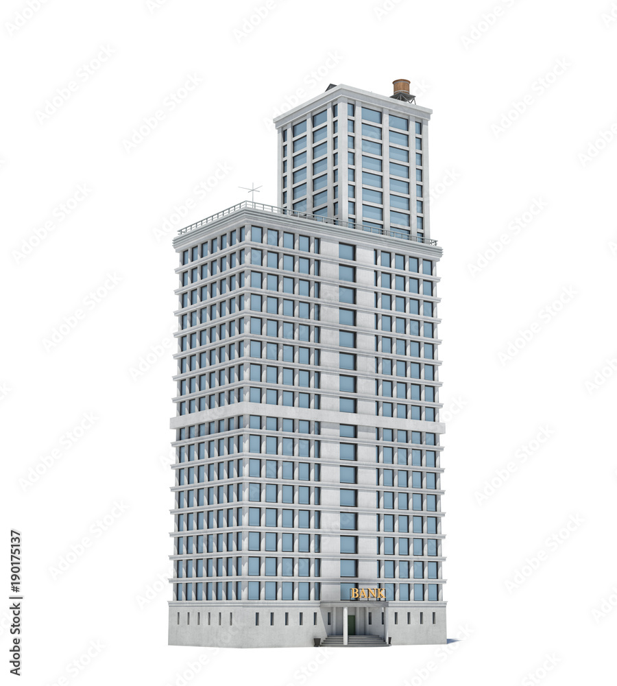 3d rendering of a white high office building with many large windows. 3d rendering of a white high office building with many large windows.