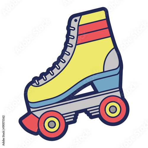classic roller skate laced wheels retro fashion vector illustration