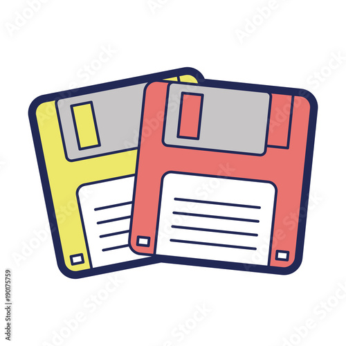 two floppy memory vintage backup vector illustration
