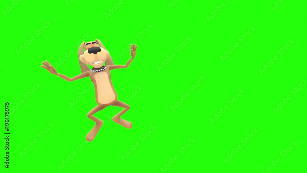 Happy smiling animated cartoon dog hound canine pooch mutt character