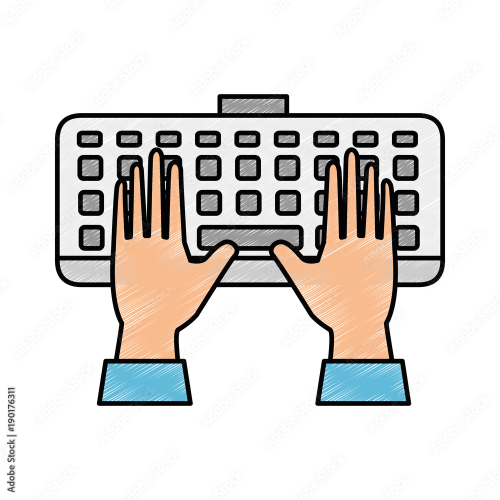 computer keyboard with hands user vector illustration design computer keyboard with hands user vector illustration design