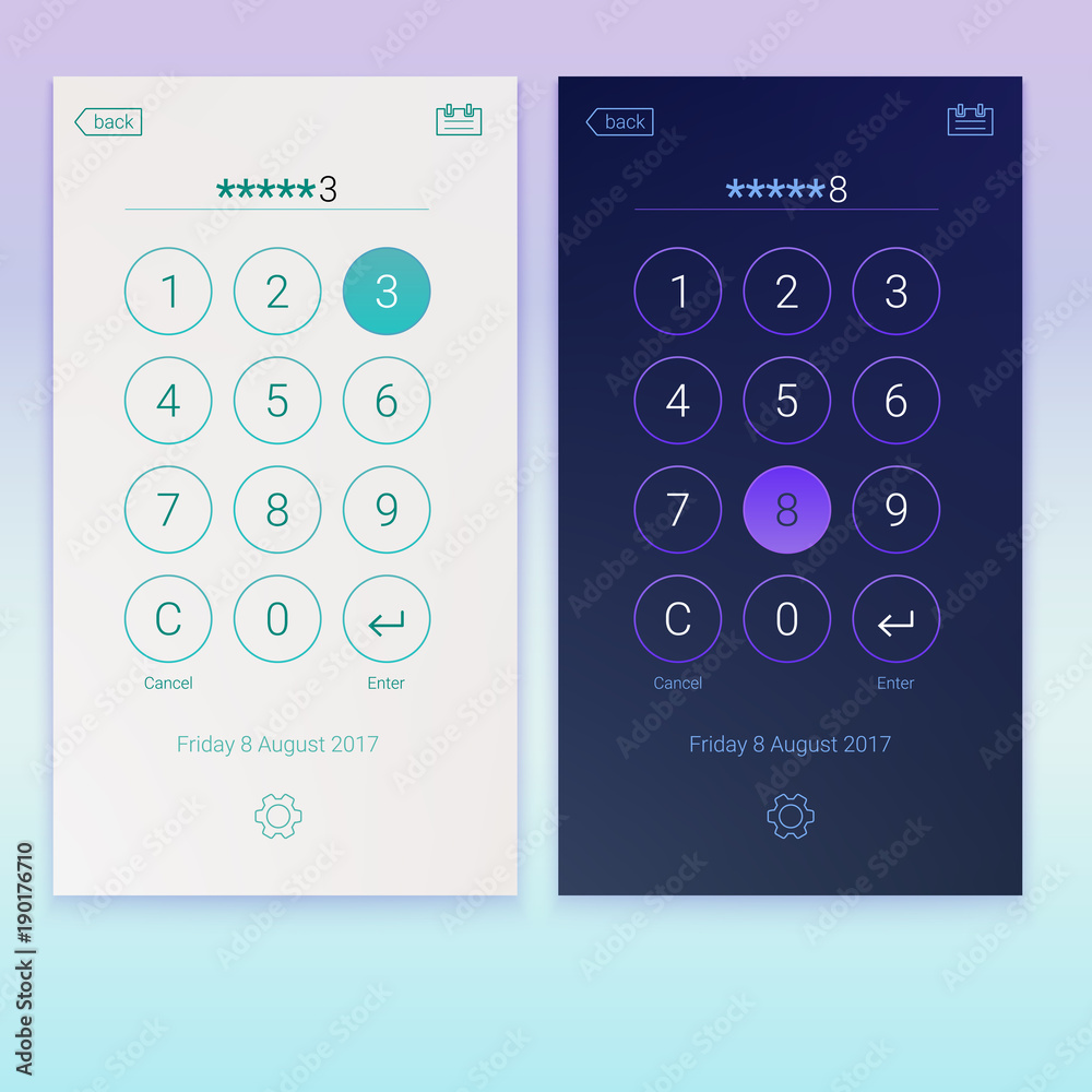 Passcode Interface For Lock Screen Login Or Enter Password Pages Concept Of Ui Design Day And 