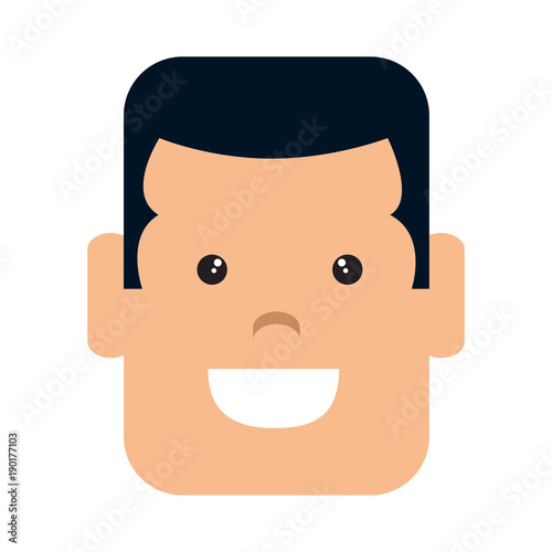 young man head avatar character vector illustration design