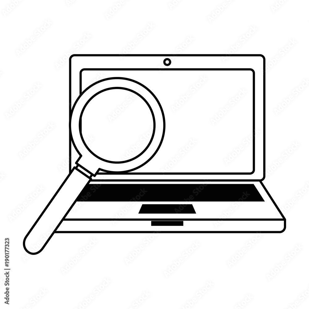 laptop computer with magnifying glass vector illustration design laptop computer with magnifying glass vector illustration design