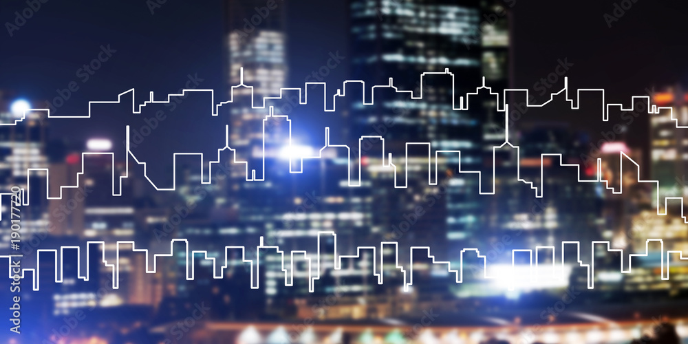 Background conceptual image of night illuminated town as symbol for active lifestyle Background conceptual image of night illuminated town as symbol for active lifestyle