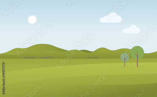 Green landscape and blue sky  vector