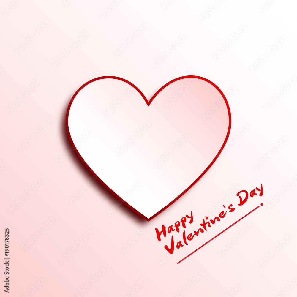White heart paper 3d on White background for Happy valentine day concept graphic design