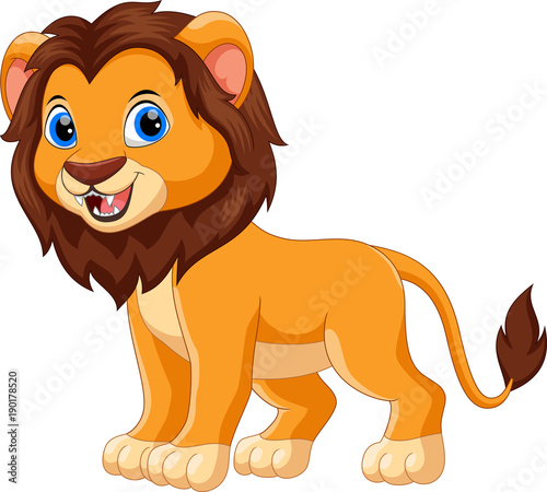 Fototapeta Naklejka Na Ścianę i Meble -  Cute lion cartoon isolated on white background
