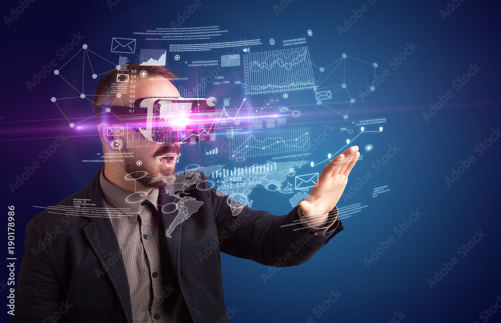 Businessman with virtual reality goggles Businessman with virtual reality goggles