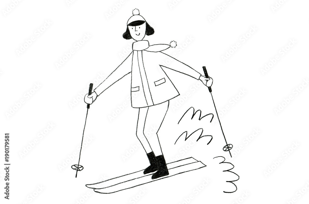スキーをする女性 Stock イラスト Adobe Stock