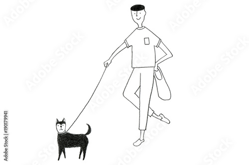 犬の散歩をする男性 Stock イラスト Adobe Stock 犬の散歩をする男性 Stock イラスト Adobe Stock