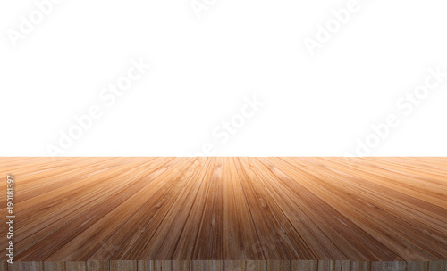 old vintage wood plank table top isolate on white background