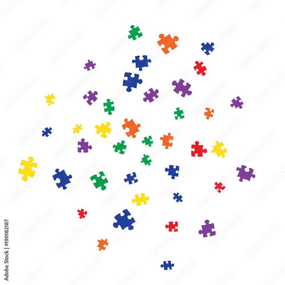 Confetti Background Pattern. Puzzle pieces and big ideas design, vector illustration graphic Confetti Background Pattern. Puzzle pieces and big ideas design, vector illustration graphic