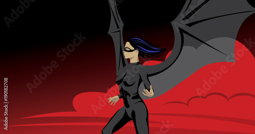 super girl. red clouds.