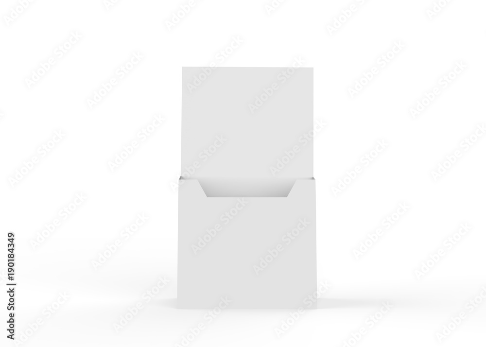 Blank brochure holder on isolated white background, 3d illustration Blank brochure holder on isolated white background, 3d illustration