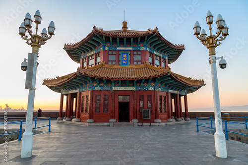 Zhanqiao pier at sunrise, Qingdao, Shandong, China. The name 