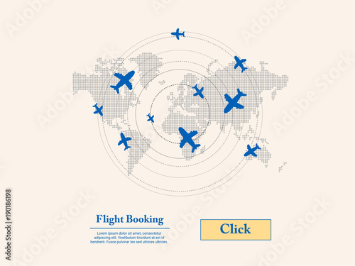 Worldwide traveling concept, booking hotels and flights with new technology for business tour marketing.