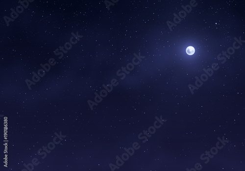 Light night sky with a bright moon. Space stars background.