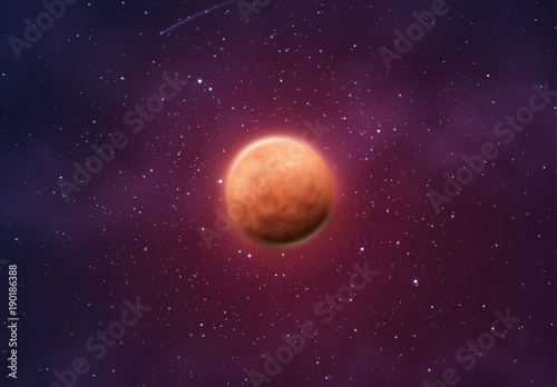 Fototapeta Naklejka Na Ścianę i Meble -  Planet mars on background of space with bright stars.