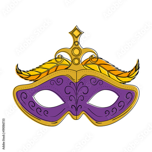 carnival mask with feathers vector illustration design