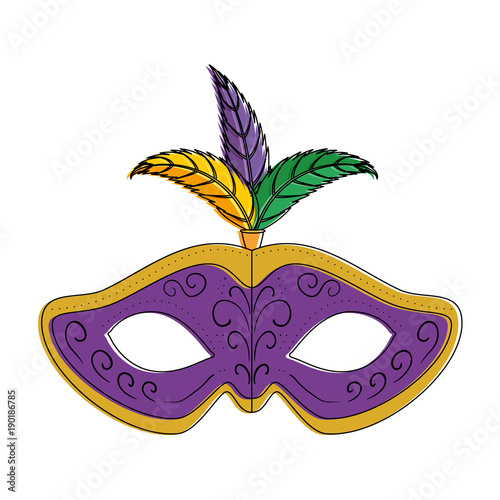 carnival mask with feathers vector illustration design