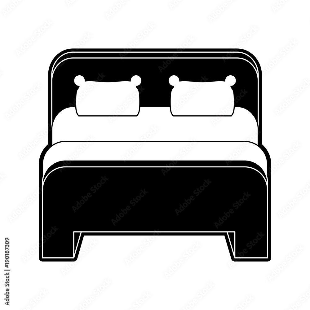 Bed with pillows icon vector illustration graphic design