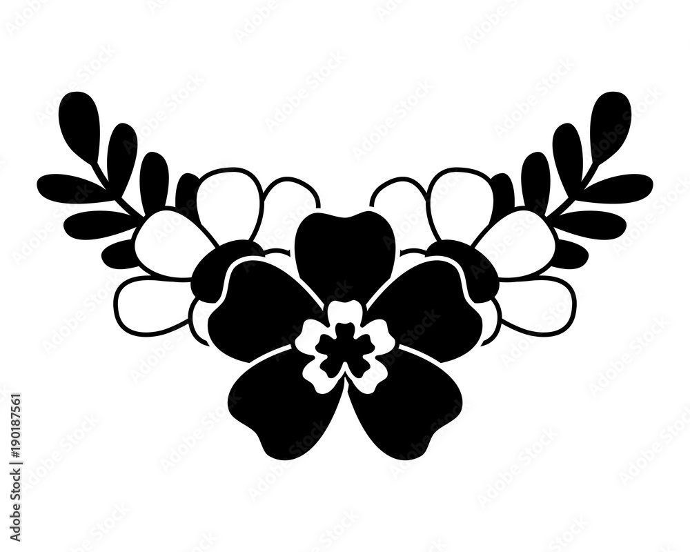 flowers and leaves natural spring decoration vector illustration flowers and leaves natural spring decoration vector illustration