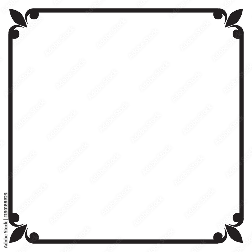 Obraz premium Decorative frame and border , Square, Black and white, Vector illustration