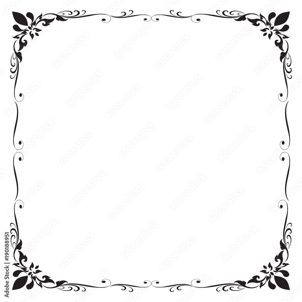 Obraz premium Decorative frame and border , Square, Black and white, Vector illustration
