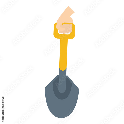 Hand holding little shovel icon vector illustration graphic design
