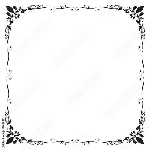 Decorative frame and border , Square, Black and white, Vector illustration
